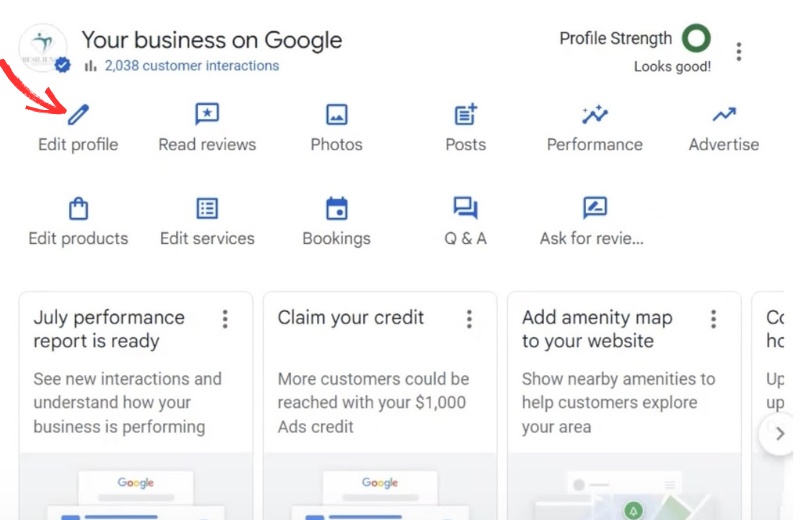 Edit Profile in Google Business Profile