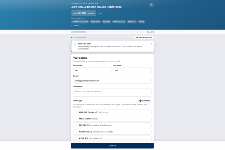 Learn at Pinnacle results dashboard